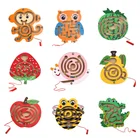 Деревянный магнитный трек-лабиринт, игрушка, милая мультяшная игрушка с животными, головоломки для интеллектуальной головоломки, доска для детей, игра-головоломка для раннего развития