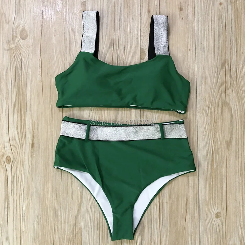 Купальник женский с высокой талией пикантный комплект бикини чашками пуш-ап