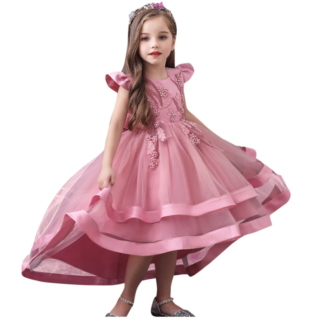 Юбка для девочек с цветочным узором и золотыми блестками Детские вечерние Пышные