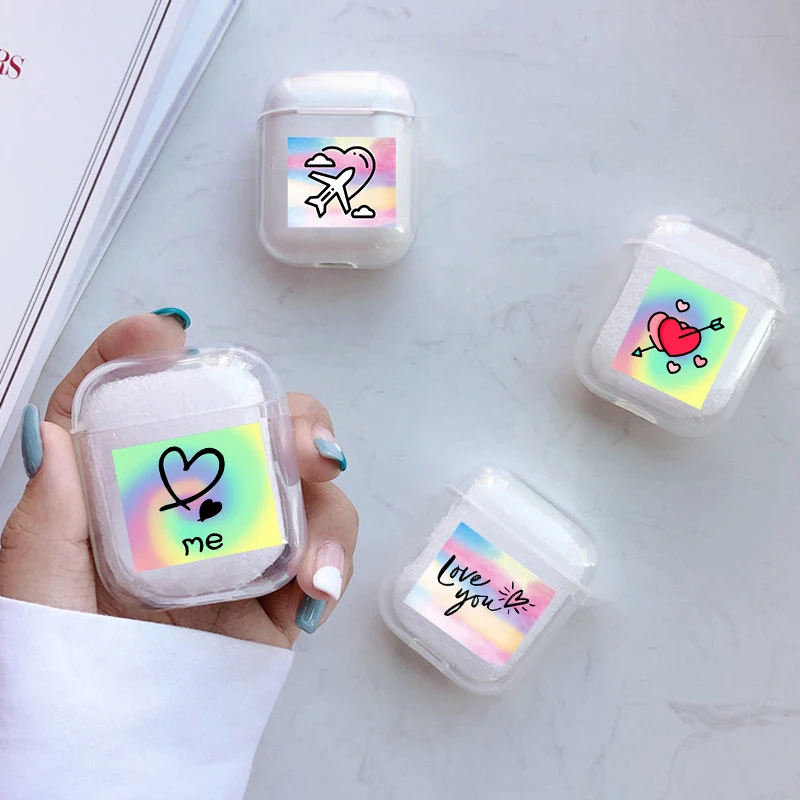 Хроматический модный наушник чехол для Apple Airpods чехол простой милый любовь сердце Bluetooth поп AirPods чехол прозрачный жесткий чехол