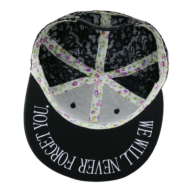 

New Hot Arrive Fashion Celebrity Snapback Man Flat Brim Letters Embroidery Lace Hip Hop Punk Street Casual Sunshade Baseball Cap