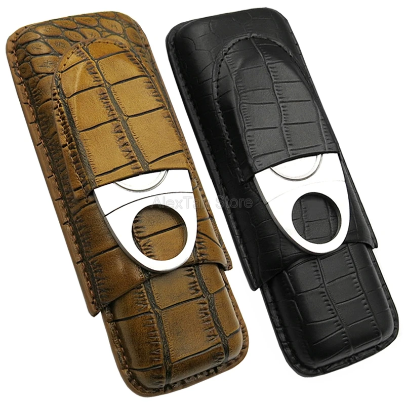 COHIBA бизнес 2 трубки с крокодиловым узором кожаный чехол для сигар дорожная кожа