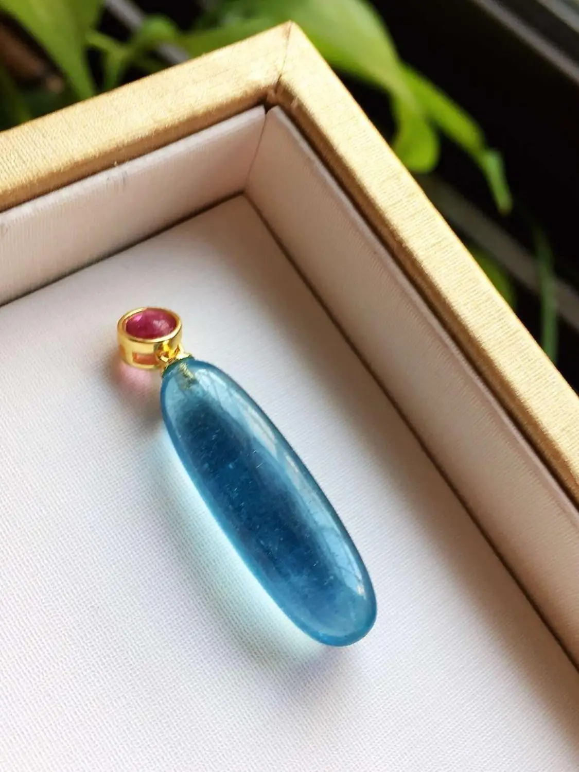 Аквамариновое ожерелье из натурального синего камня 28x9x8 мм с подвеской Подарок