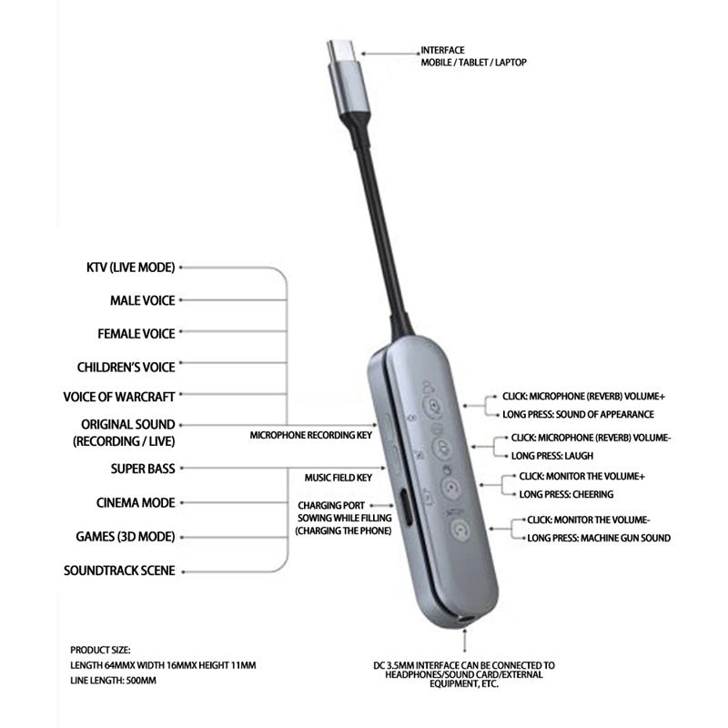 

Outdoor Portable Anchor Live Singing Mobile Phone Sound Card, Compatible with Live Broadcast While Charging