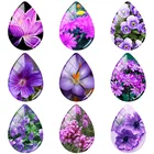 Новинка 2019, фиолетовые цветы TAFREE 18x25 мм, стеклянные кабошоны ручной работы в форме капли, аксессуары для изготовления ювелирных изделий FL126