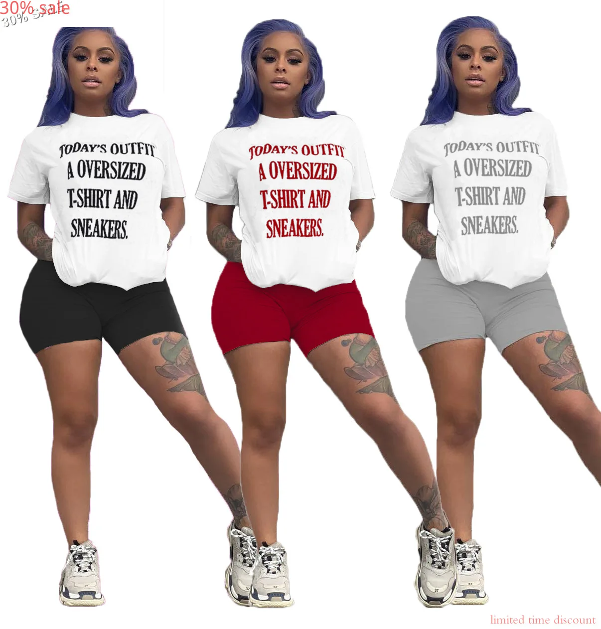 Женский спортивный костюм с шортами и надписью летний комплект из двух