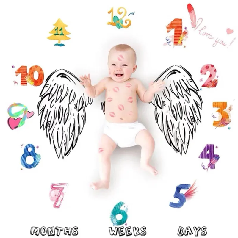 

Newborn Baby Monthly Milestone Photo Background Blanket Infant Kids Photo Props Calendar Diaper Photography Cloth Accessories