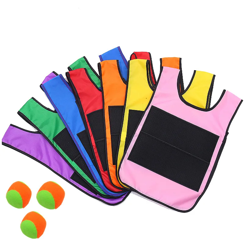 

HS Kids Outdoor Sport Game Props Vest Sticky Jersey Vest Game Vest Waistcoat With Sticky Ball Toys For Children Sports Fun Toy