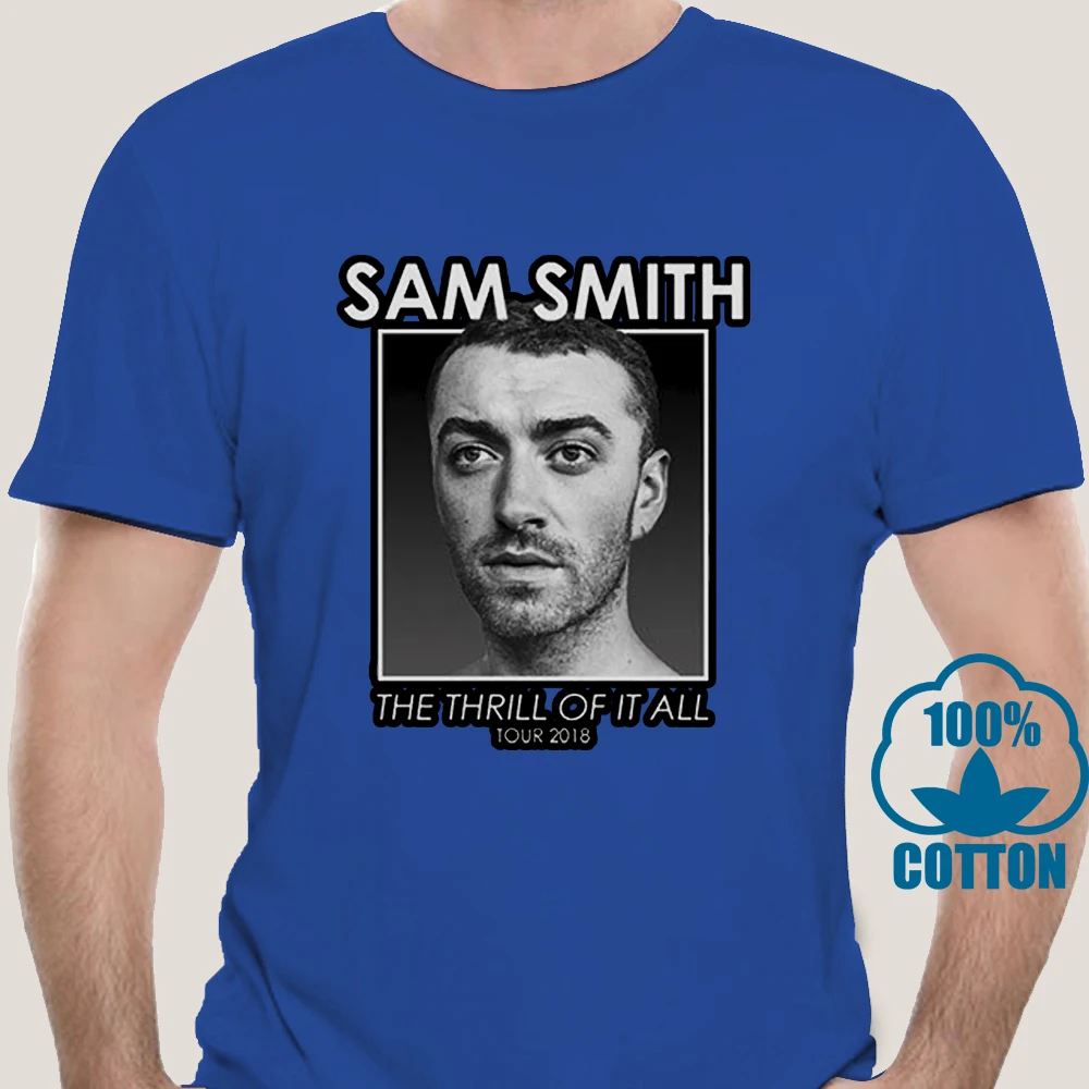 2938K SAM SMITH THE THRILL OF IT ALL Tour 2018 футболка унисекс женская и мужская летняя хлопковая с
