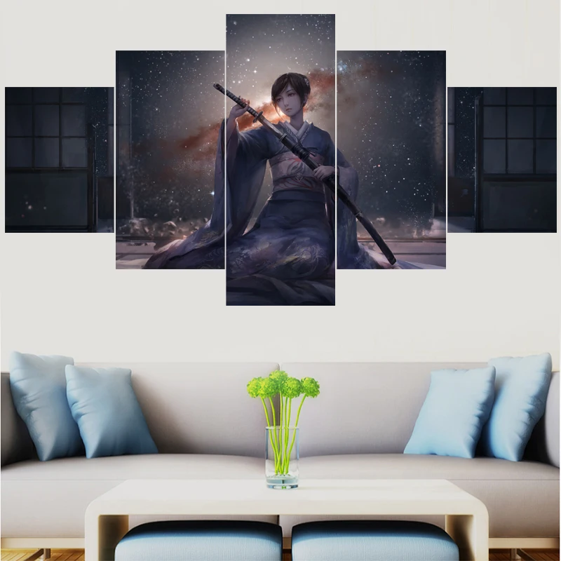 5 шт. настенные картины с изображением японского воина|Рисование и каллиграфия| |