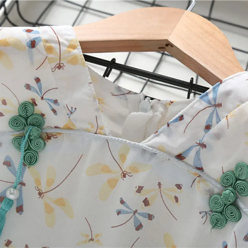 Летние платья Чонсам для маленьких девочек детское платье без рукавов шифоновые