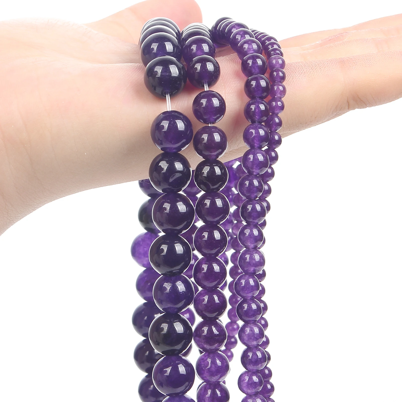 

Natural Stone Beads Smooth Imitation Amethyst Round Loose Spacer Beads For Jewelry Making DIY Charm Bracelets Necklace 6/8/10MM