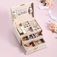 casegrace large jewelry box pu leather necklace earrings rings bracelets jewellery storage case organizer for women gift casket
