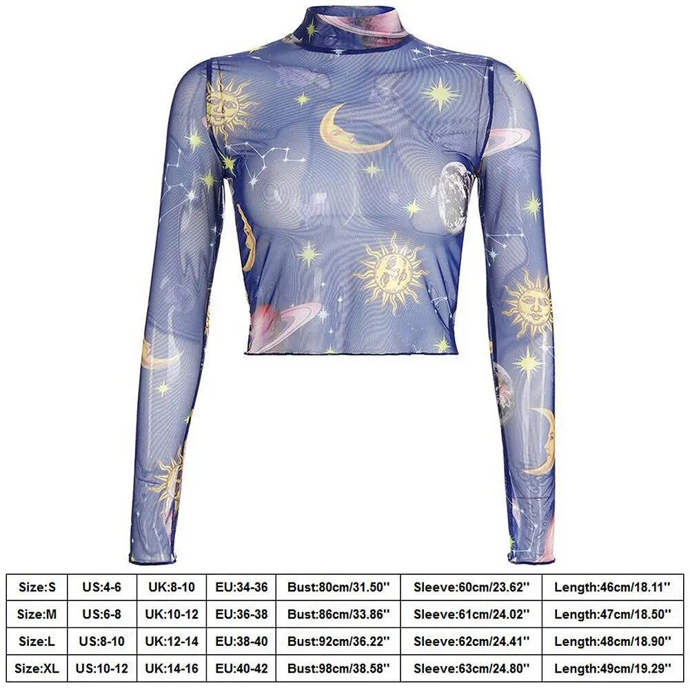 Сетчатая майка y2k топ для девушек прозрачные майки с Луной звездой планетой