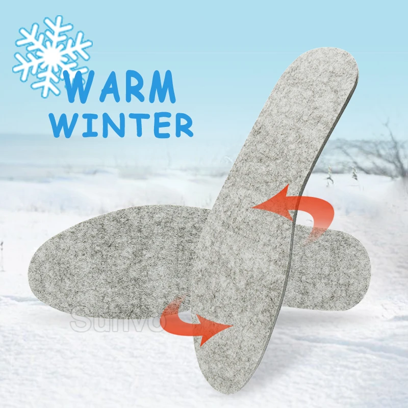 Felt Aluminum Foil Insoles Winter Warm Summer Cool Waterproof Wool Shoe Pads for Men Women Comfortable Insert Soles Dropshipping