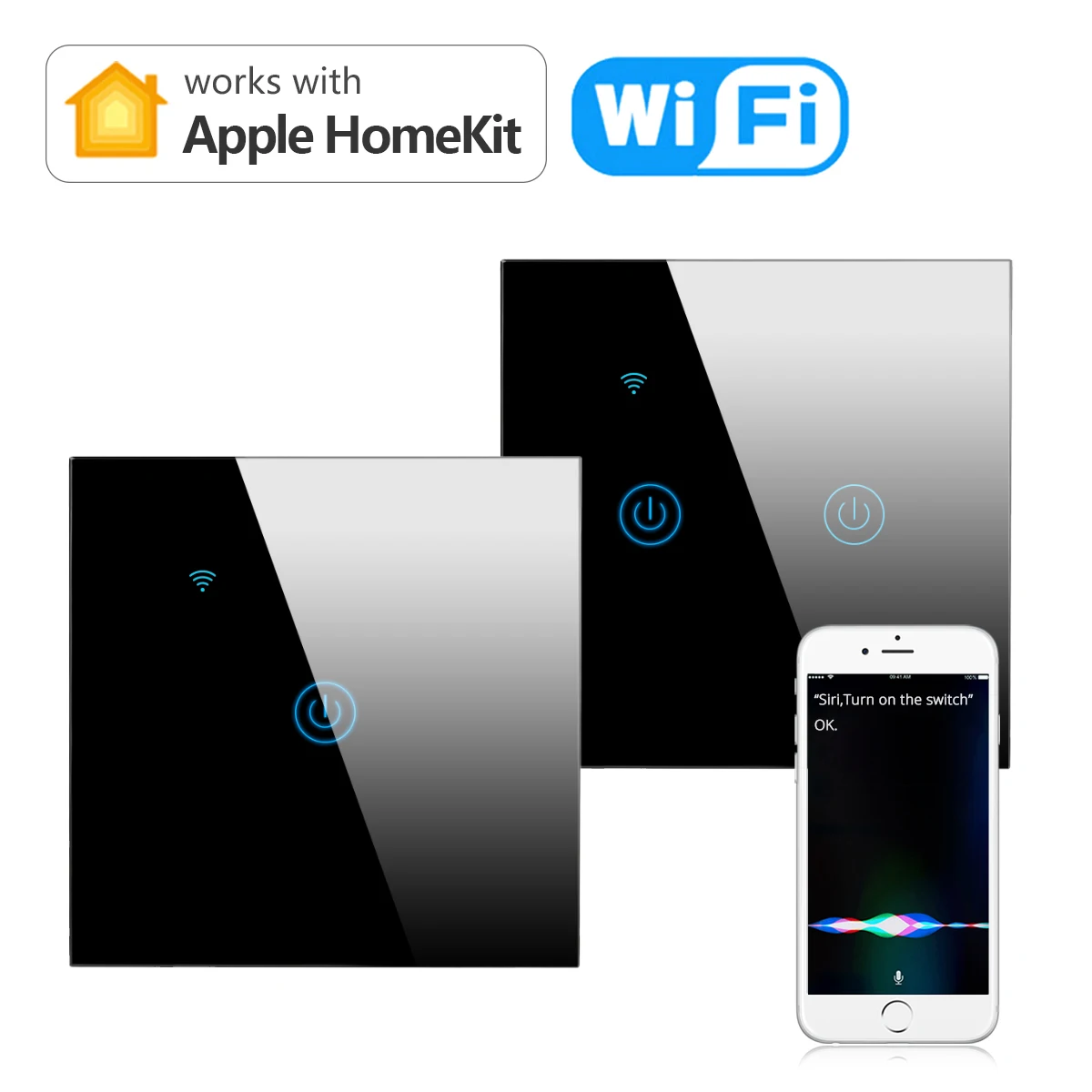 Умный светильник ключатель Apple Homekit, настенный выключатель с голосовым управлением и таймером, Wi-Fi - изображение