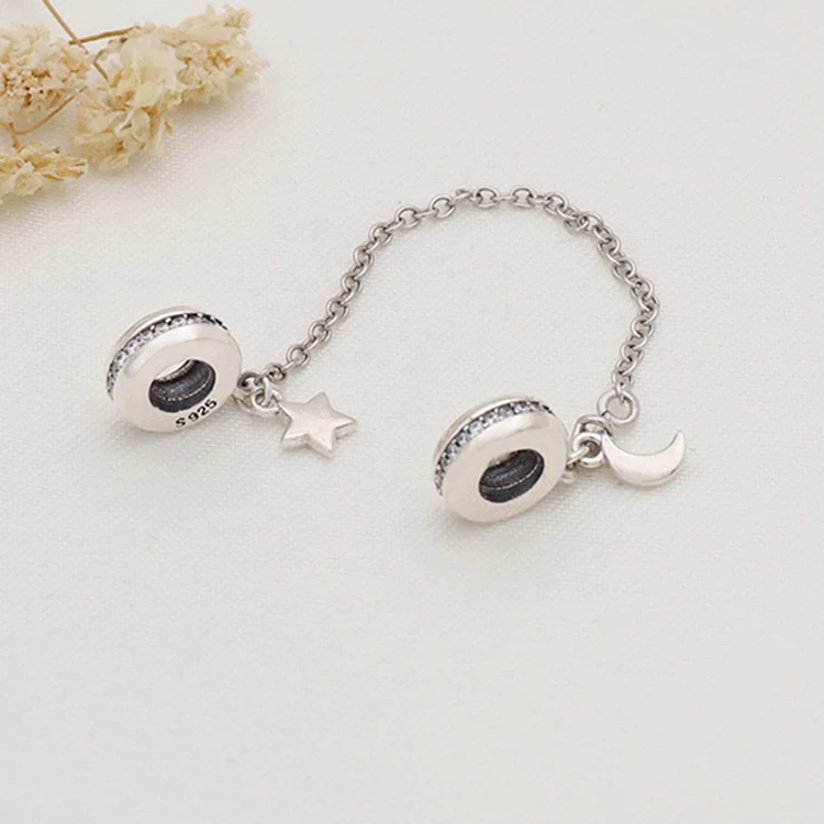 

Fits Moments Bracelet Star Personal Galaxy Safety Chain Genuine 925 Sterling Silver Charms Beads for Women Jewelry Making kralen