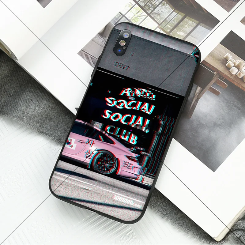 Yinuoda Anti Social Club ASSC TPU Soft Phone Cover for iPhone X XS MAX 6 6s 7 7plus 8 8Plus 5 5S SE XR 11 11pro max | Мобильные