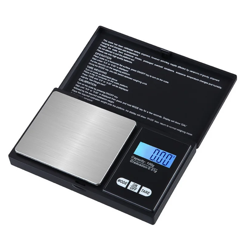 100g-0.01g 100/200/300/500/1000g 0,01/0,1g ЖК-дисплей Дисплей Карманные электронные весы точные цифровые весы грамм Вес для Кухня ювелирные изделия медицины - Цвет: 100g-0.01g