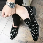 Туфли мужские классические, повседневные, со стразами, лоферы, без застежки, для вечеринки, свадьбы, офисная обувь на плоской подошве, черные