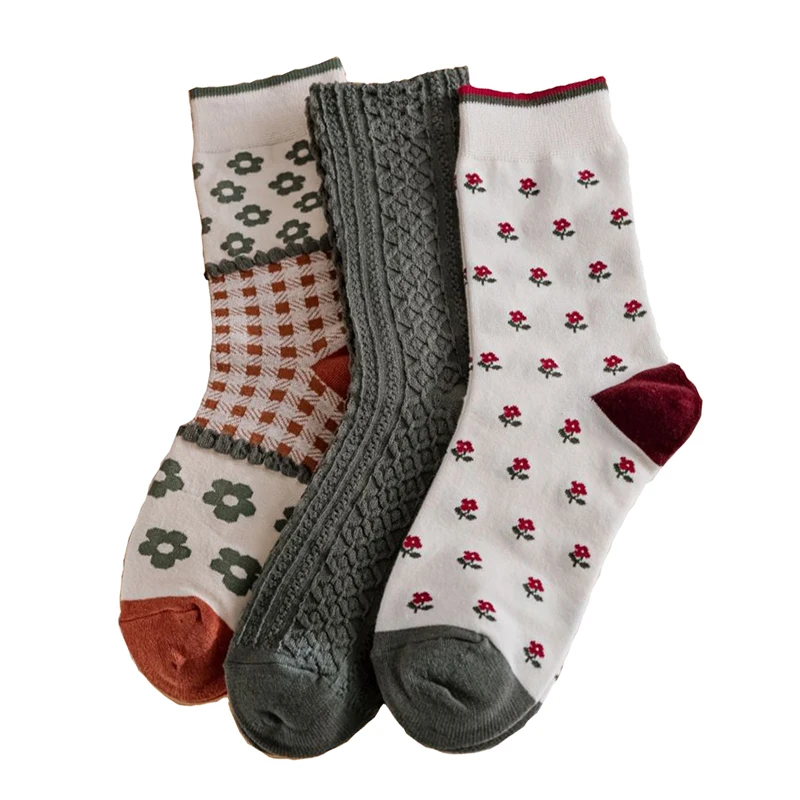 

Korean Style Women Socks Cotton Print Vintage Cute Streetwear Winter Socks Long Harajuku Cycling Fashion Socken Chaussettes Femm