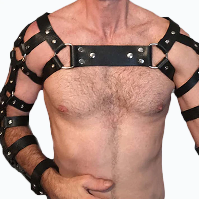 

Men BDSM Gay Body Bondage Harness Chest Strap Adjustable Fetish Belt Strap Rave Handmade Faux Leather Garter Sexual Clothing