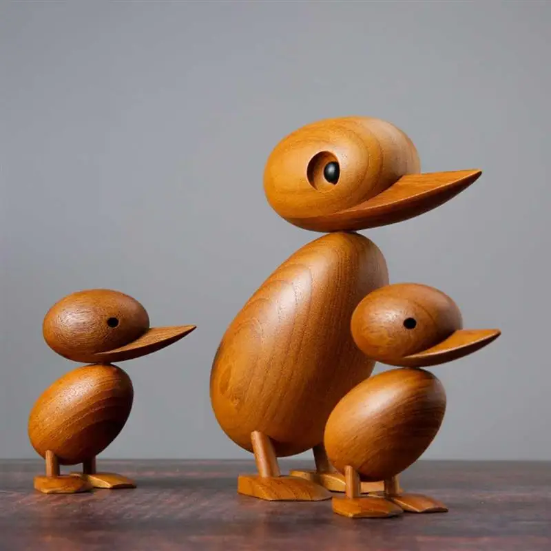 Креативные утенки деревянные поделки настольные украшения статуэтка животных
