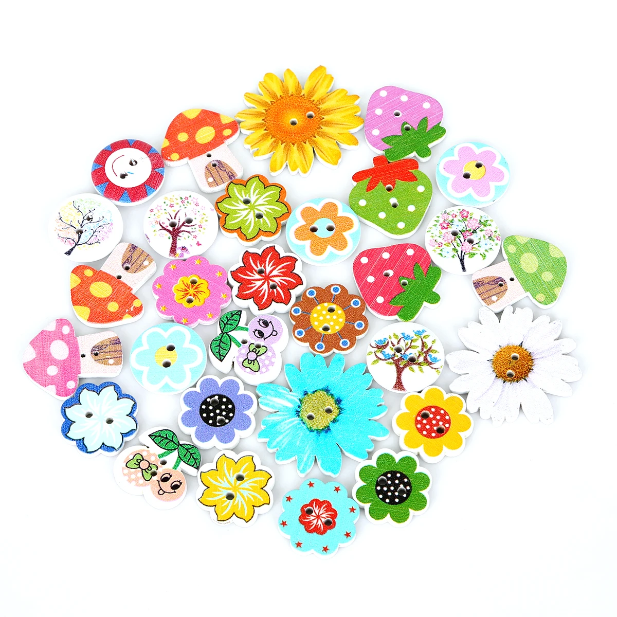 Деревянные пуговицы для скрапбукинга цветов деревьев вишен 50 2 отверстия