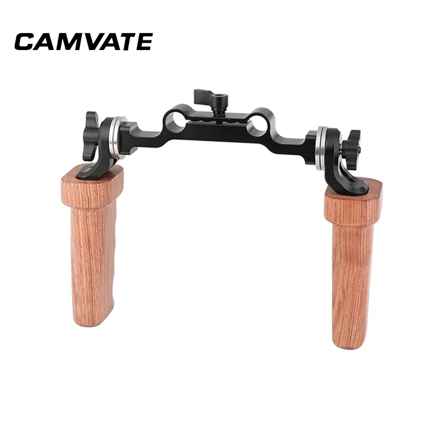 CAMVATE ARRI Rosette ручка пара (дерево) с 15 мм Railblock для DLSR камеры плеча Rig C2422|Аксессуары