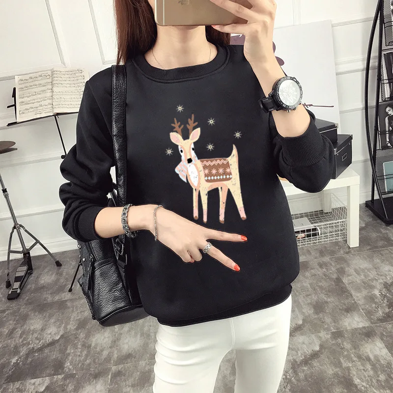 2019 осень и зима новый женский утепленный вельветовый свитер с капюшоном рисунком