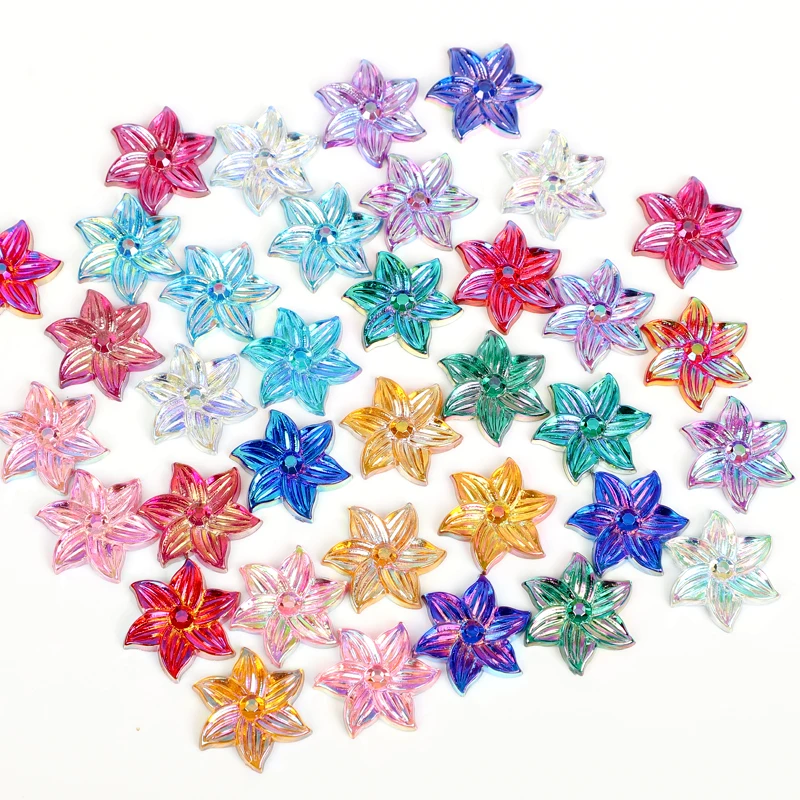 

50Ps Mixed AB Resin Kawaii Accessories Pastel Flower Embellishment For Scrapbooking Diy Decoration Craft Garment 20mm