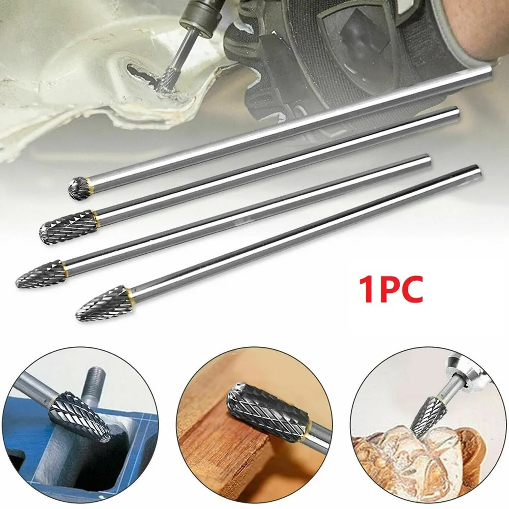 

6inch Silver Long Reach Rotary Burr Double Cut Carbide Rotary Burr Tungsten Carbide CNC Bit 1/4\" Shank For Rotary Tools