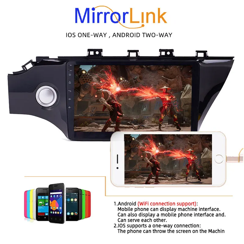 Автомагнитола 2 Din Mirrorlink Bluetooth 1G + 16G Android 9 1 сенсорный экран WiFi 4G 10 дюйма GPS-навигация