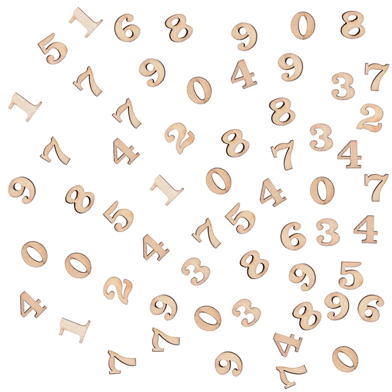 

50pcs Hot Sale Mixed Number Wood Craft Embellishments MDF Wooden Cutout Flatbacks Scrapbooking For Cardmaking DIY Art Decoration