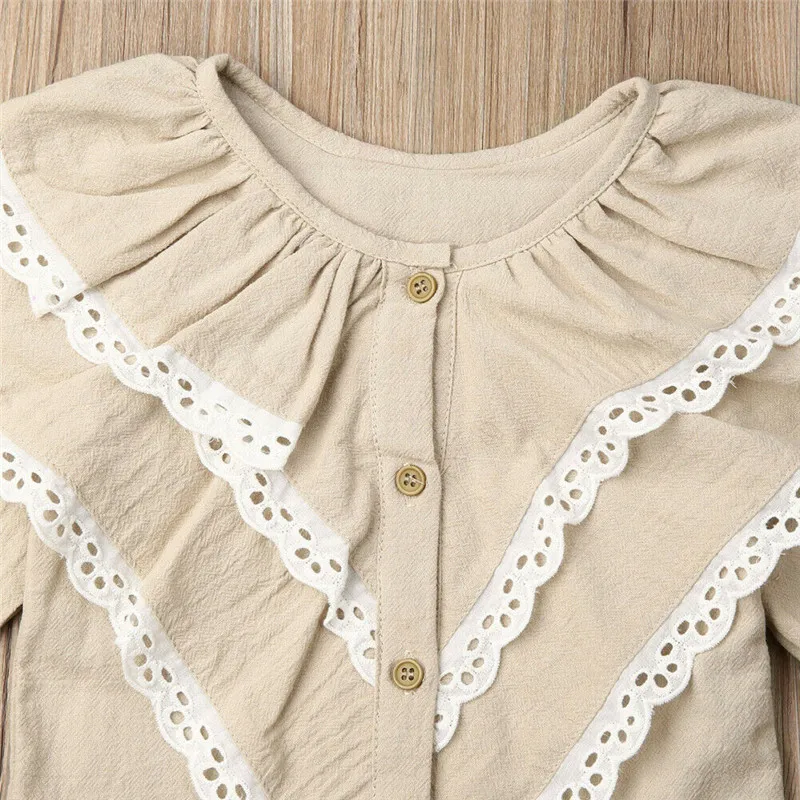 Милая одежда принцессы для маленьких девочек топы с оборками и длинными рукавами