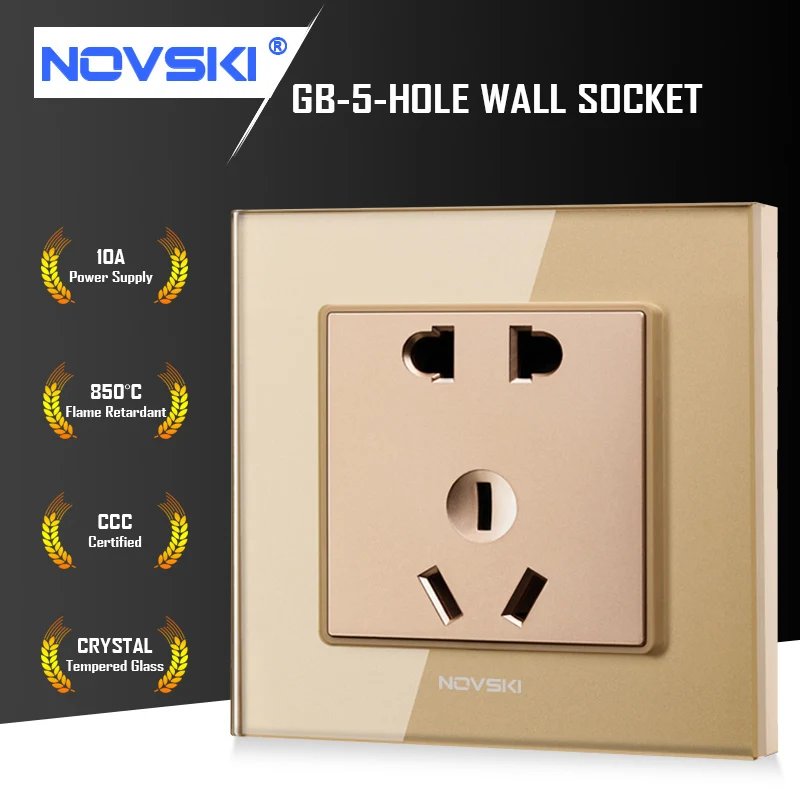 NOVSKI 10A 5 Hole Wall Socket for Xiaomi Smart Home German Bayer Base 110-250V Grounded | Обустройство дома