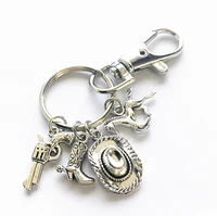 fashion creative keychains pistols boots hats horses alloy key rings diy jewelry gifts for good friends