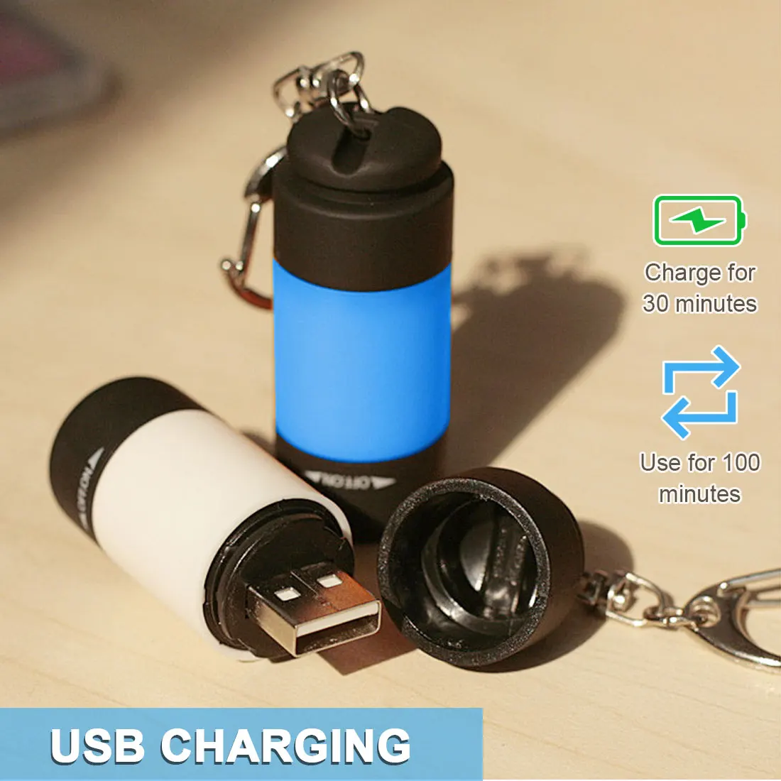 

Led Mini Flashlight Key Chain Portable Torch Hiking Camping Flashlights Built-In Battery Usb Rechargeable Waterproof High Qualit