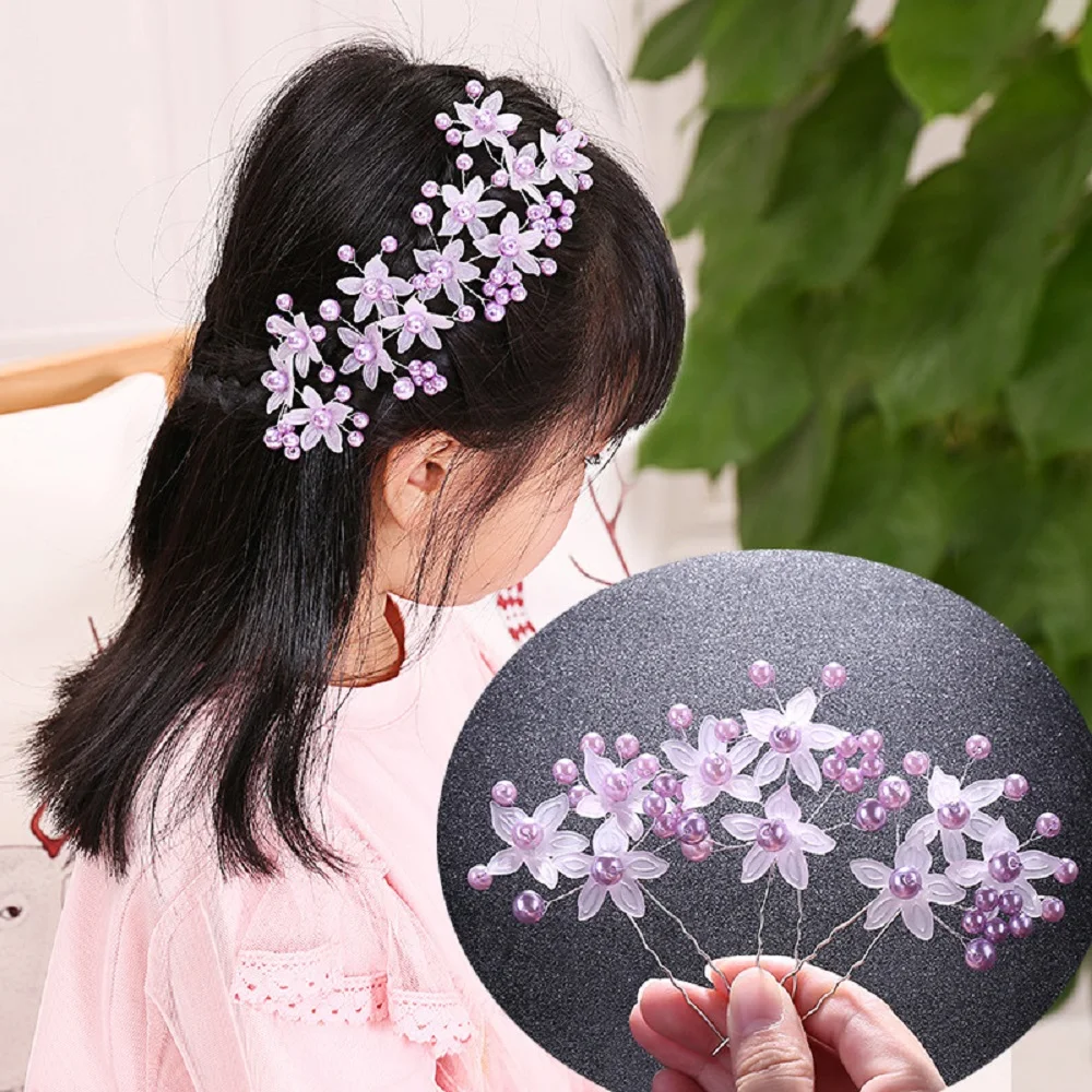 Flower Bridal Hair Pins Jewelry Silver Gold Women Ornaments Handmade Simple Leaves Accessories |