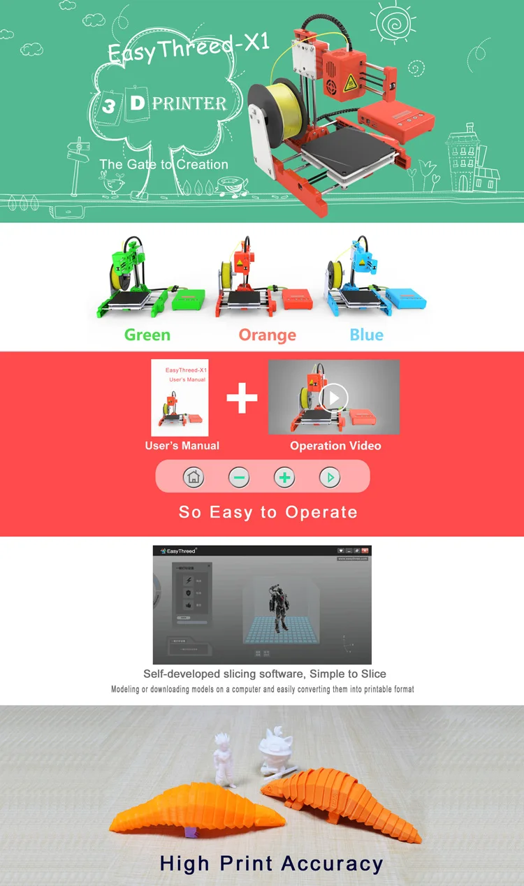 Easythreed X1 Мини Портативный Детский 3d принтер детский Eductaion подарок начальный уровень игрушки персональные студенты 3d DIY принтеры