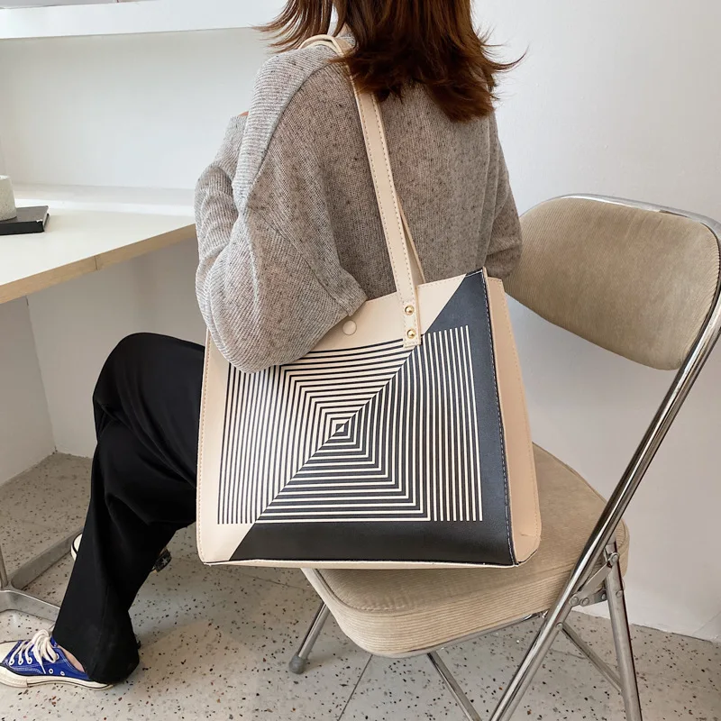 

Women's Bags 2021 Fall New Large Fashion Picture-in-Bag Urban Simple Geometric Pattern One-shoulder Female Bag Large Capacity