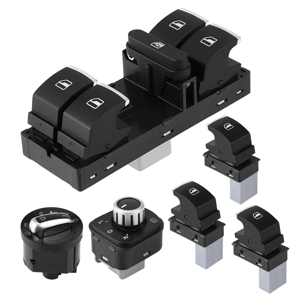 

Car Control Switch Set Master Window Mirror Headlight Fog Lamp Button for VW JEtta 6 Golf GTI 5 6 Tiguan Passat B6 CC