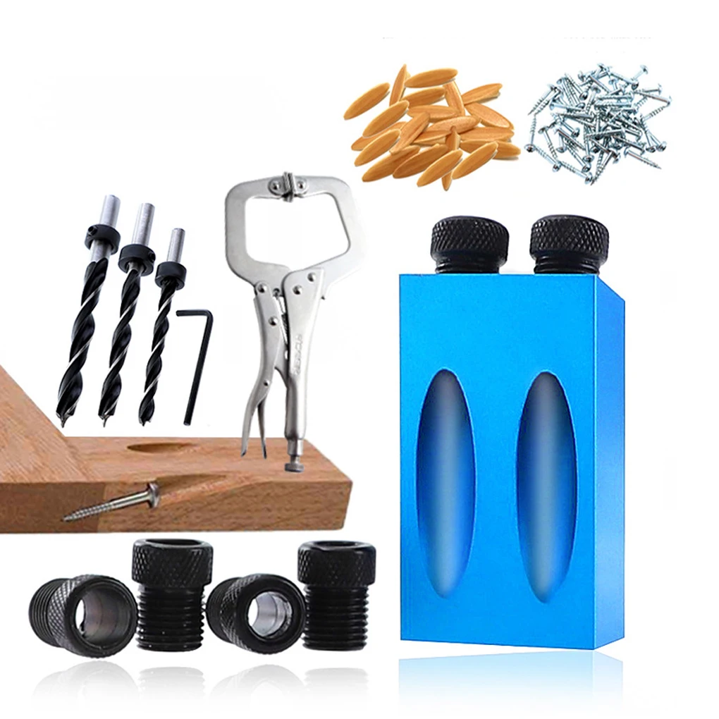 

Pocket Hole Screw Jig Punching Locator Drilling Bits Woodworking Joint Angle Household Carpentry Furniture Portable Tools