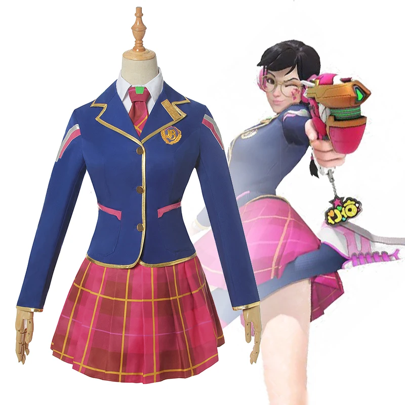 

Game OW Cosplay Costumes D Va Hana Song Cosplay Costume School uniform clothes dresses Suits JK Suits Full Sets Skirts casual