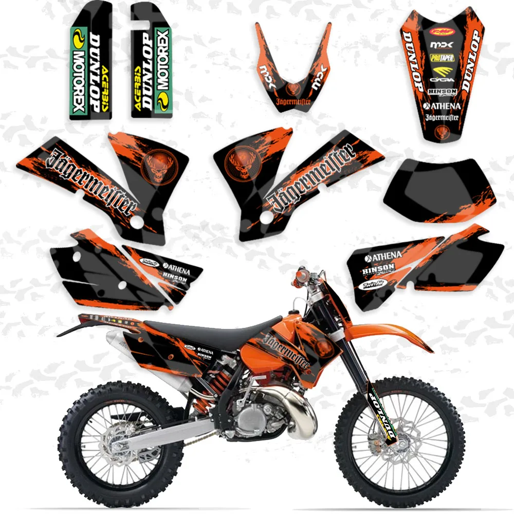 Team Background Graphic Decal Sticker Kit For KTM EXC 125 200 250 300 400 450 525 2004 Motorcycle Decals And Stickers