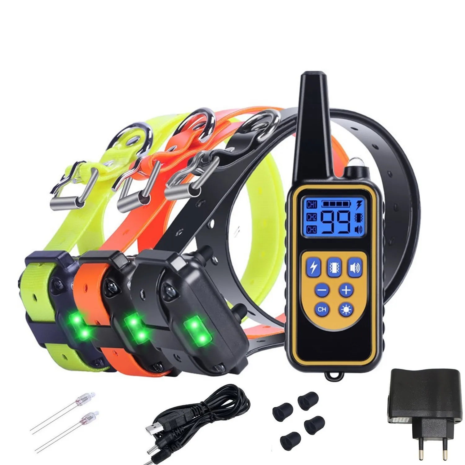

Dog Training Collar Remote Electric Shock Vibration Rechargeable Rainproof Blue LCD For Dog Trainer Anti Bark Stop Train 3 Dogs