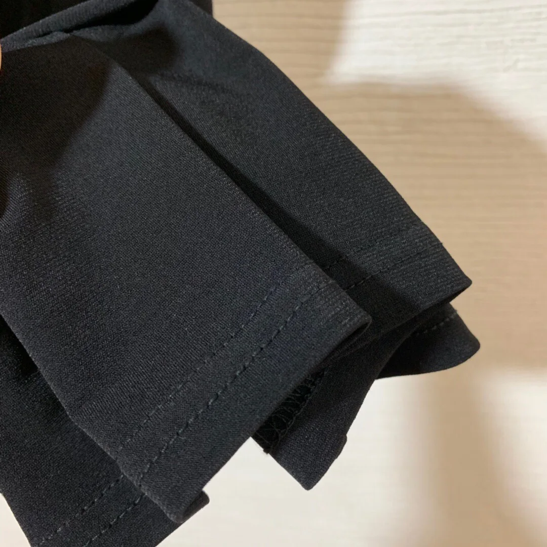 

11.20 High End Women Autumn and Winter New Metal Circle Hole Fold Round Neck Slim Slimming Mid-length Dress Fabric Big Stretch