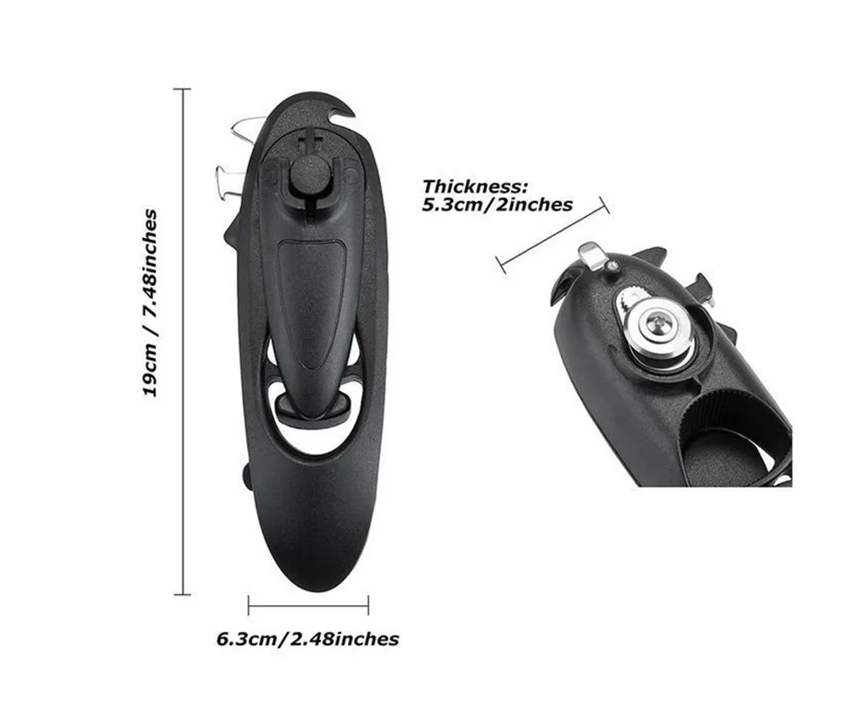 

6 in 1 Multifunctional Stainless Steel Manual Can Opener Canned Food Can Opener Side Cutter Beer Bottle Cap Opener Bar Tools