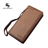 jifanpaul 2020 new mens long wallet retro clutch bag leather wallet mens multi card position man wallet clutch
