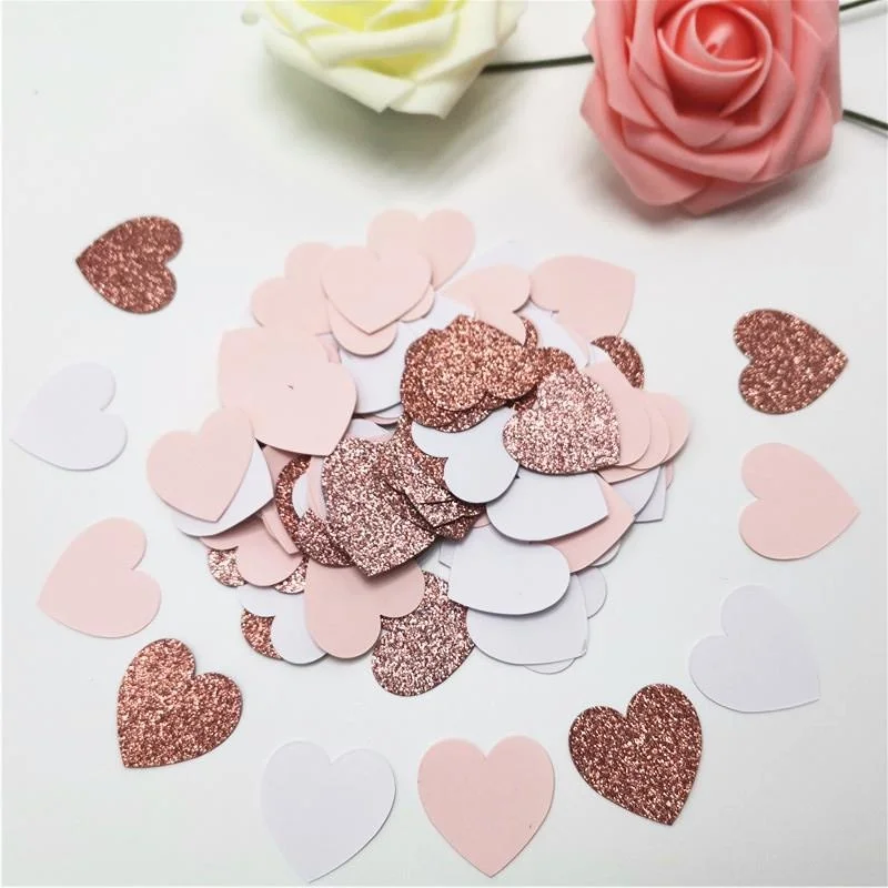 

100Pcs Glittler Rose Gold 3Cm Hart Paper Confetti Bruiloft Paper Confetti Birthday Feeding article Baby Shower Decor